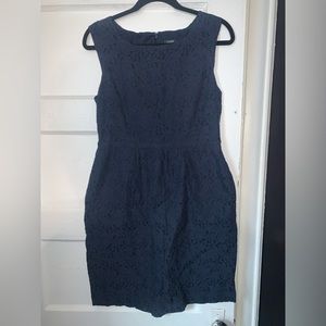 J crew factory navy blue eyelet‎ sheath dress size 8